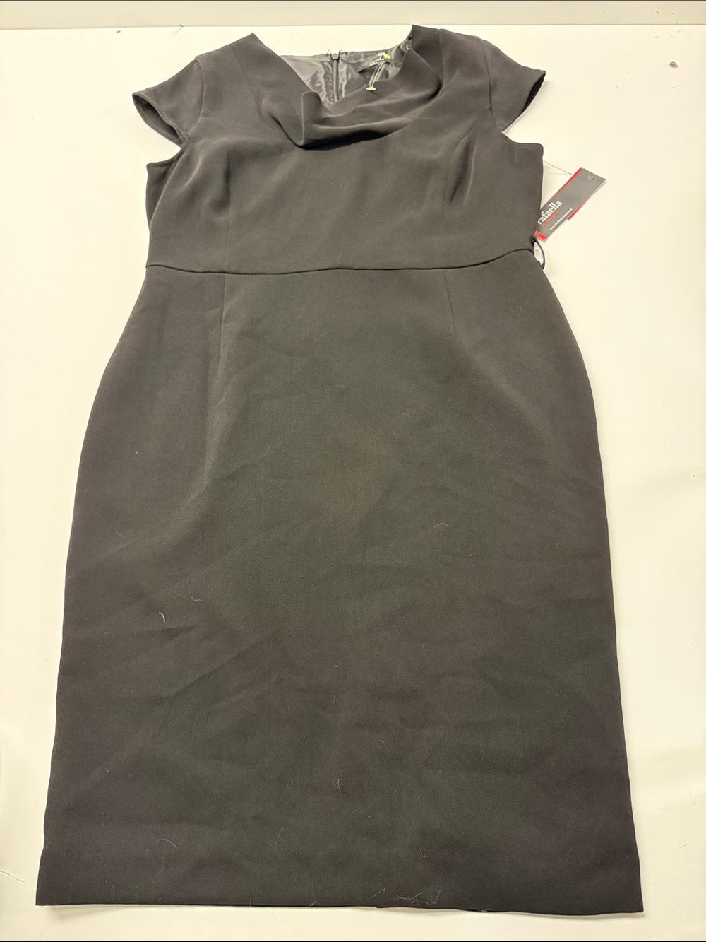 Rafaella Black Cowl-Neck Midi Sheath Dress